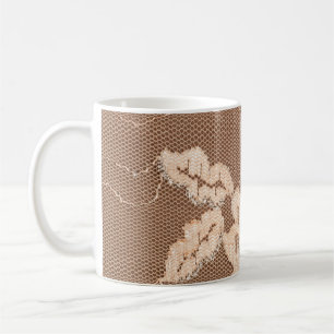 Caneca De Café Tecido do local de textura. rendas em haste branca
