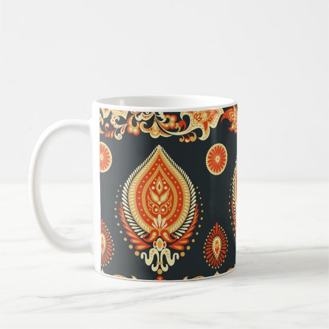 Caneca De Café Tecido Étnico Paisley Oriental (Esquerda)