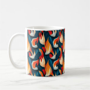 Caneca De Café Tecido Flame Padrão De Repetição Vermelho E Azul