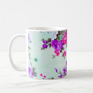 Caneca De Café Tecido floral vítreo, Fragmento do retrato colorid