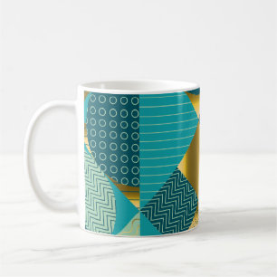Caneca De Café Tecido geométrico de safra, retalhamento perfeito.