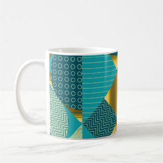 Caneca De Café Tecido geométrico de safra, retalhamento perfeito.