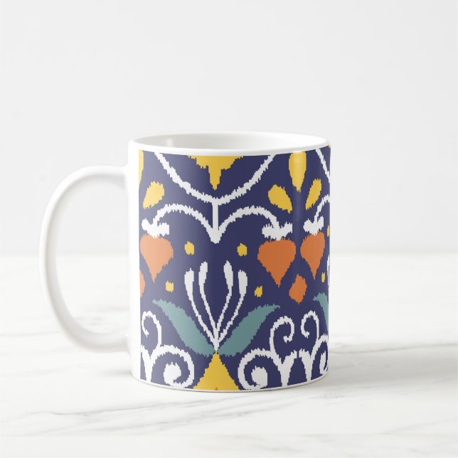 Caneca De Café Tecido Ikat Feito à Mão: Etnico Boho (Esquerda)