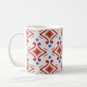 Caneca De Café Tecido Ikat feito à mão, padrão étnico uniforme.