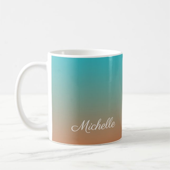 Caneca De Café Tecido marrom e azul personalizado (Esquerda)