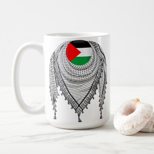 Caneca De Café Tecido Tradicional do Keffiyeh Scarf Palestino (Com Donut)