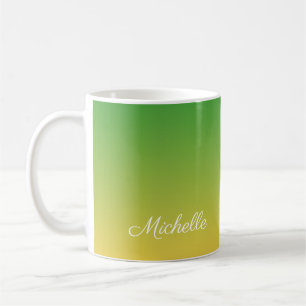 Caneca De Café Tecido verde e amarelo personalizado