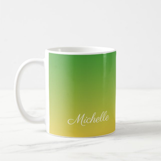 Caneca De Café Tecido verde e amarelo personalizado (Esquerda)
