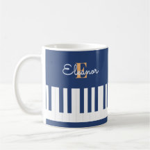 Teclado Musical Monograma Música Azul Teclas de Pi