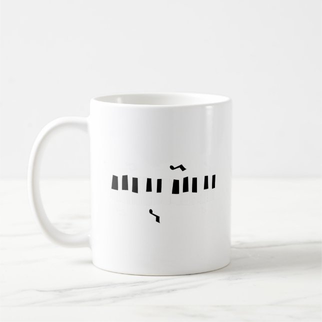 Caneca De Café Teclado Piano Branco E Preto Com Música Com Nota (Esquerda)
