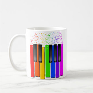 Caneca De Café Teclado Piano Cores Divertidas Para Meninos e Meni