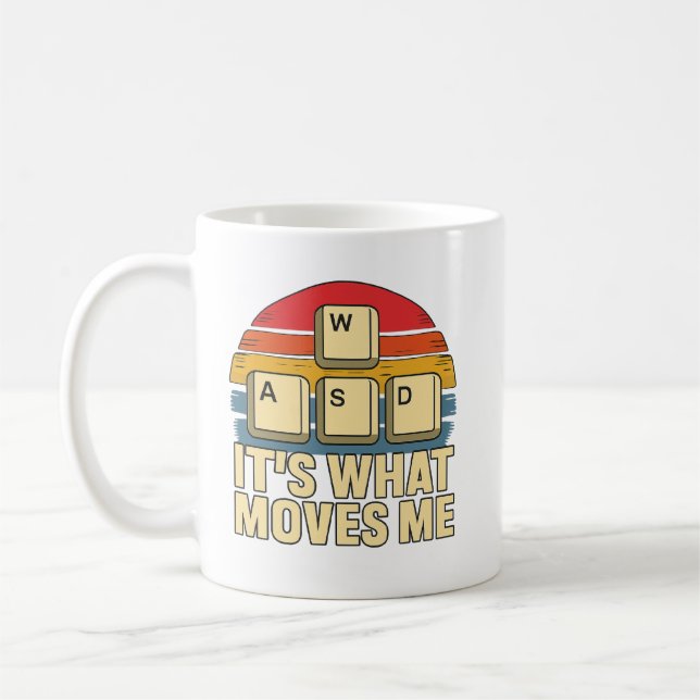 Caneca De Café Teclas Retro WASD de Jogo Design Divertido para Jo (Esquerda)