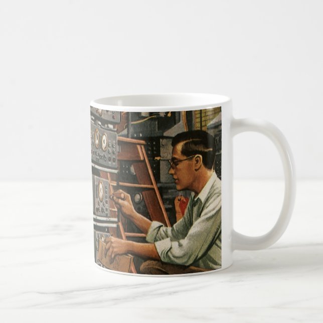 Caneca De Café Técnico de Rádio Empresarial Vintage Consertando E (Direita)