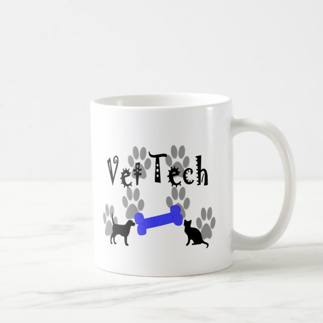 Caneca De Café TECNOLOGIA do veterinário com osso de cão (Direita)