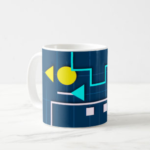 Caneca De Café Tecnologia Geométrica Retro