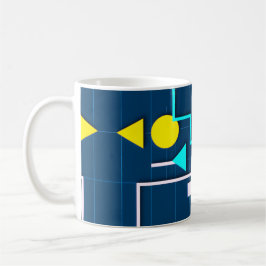 Caneca De Café Tecnologia Geométrica Retro