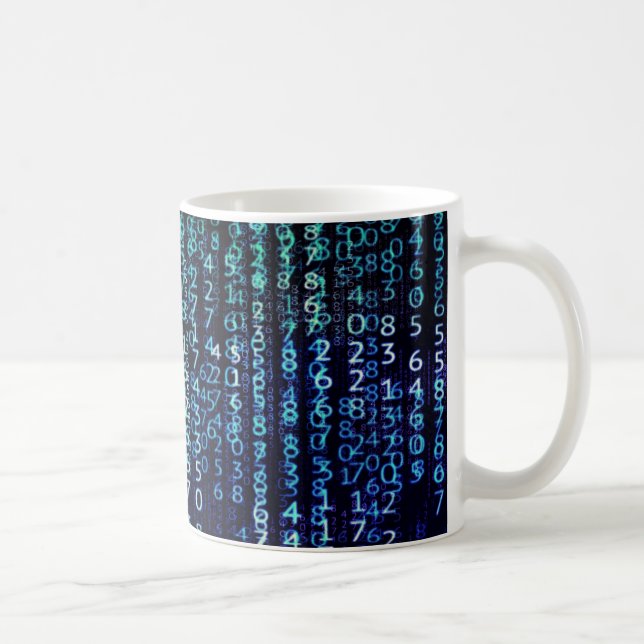 Caneca De Café Tecnologia Matriz Binário Código Azul Verde (Direita)