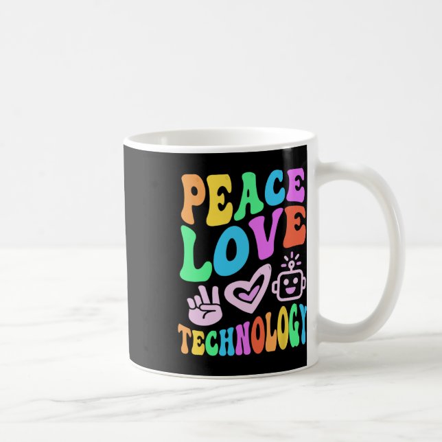 Caneca De Café Tecnologia Vintage Peace Love (Direita)