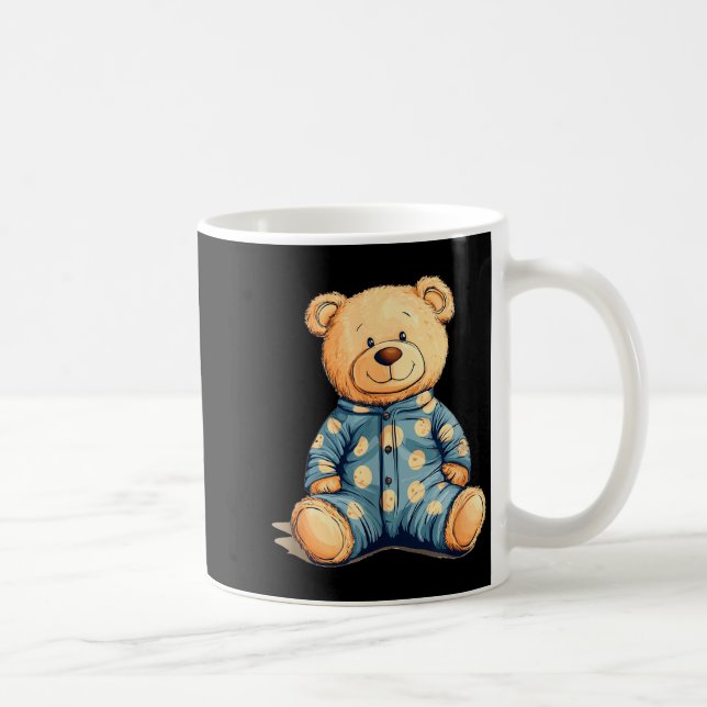 Caneca De Café Teddy Bear In Pajama Costume For Bedtime Smiles  (Direita)