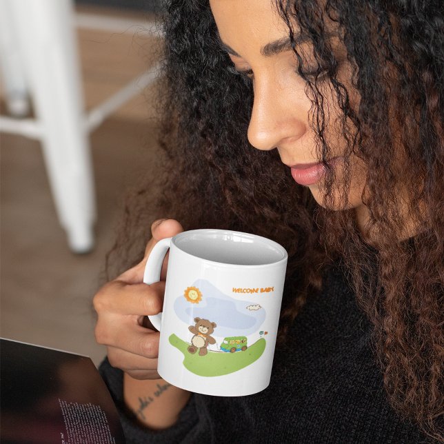 Caneca De Café Teddy Bear Welcome Baby Nursery Design (Criador carregado)