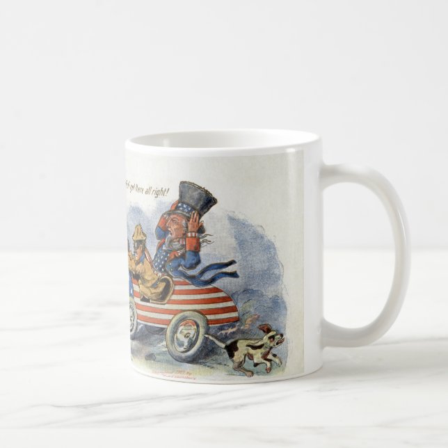 Caneca De Café Teddy Roosevelt & tio Sam no automóvel patriótico (Direita)