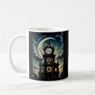 Caneca De Café Tee de Arte Gótica Moonlit Clocktower