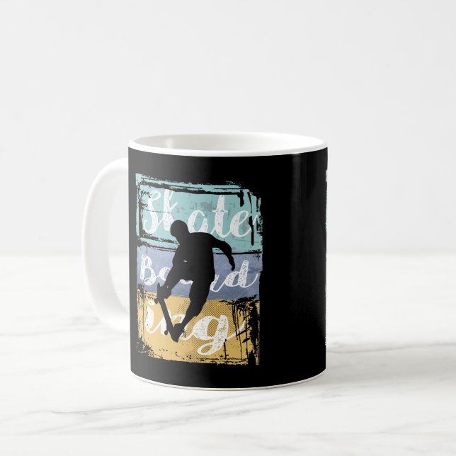 Caneca De Café Tee Skateboard - Vintage Retro Skateboarder (Frente Esquerda)
