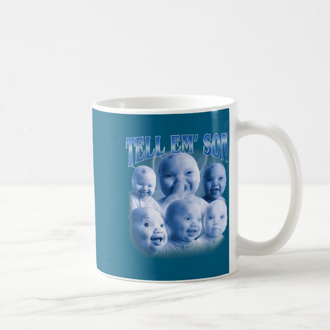 Caneca De Café Tell em Son Funny Ai Niche Baby Laugh Holding Gen  (Direita)