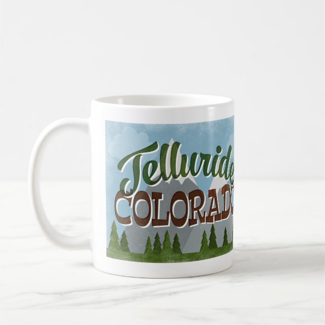 Caneca De Café Telluride Colorado Retro Snowy Mounties (Esquerda)