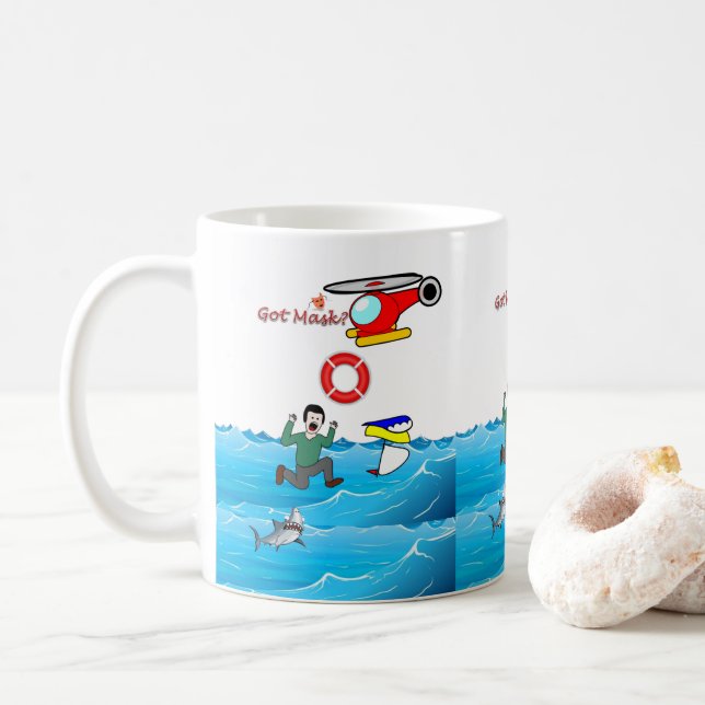 Caneca De Café Tem Máscara? Homem Afogando Mug (Com Donut)