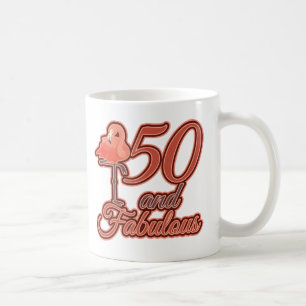 Caneca De Café Tema 50 do flamingo e 50th aniversário fabuloso
