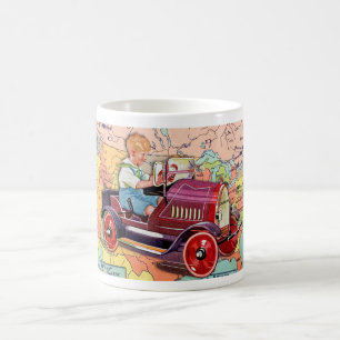 CANECA DE CAFÉ TEMA DE MAPA DO CARRO PEDAL DOS EUA DOS ANOS 30