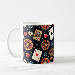 Caneca De Café tema de padrão de cassino em preto
