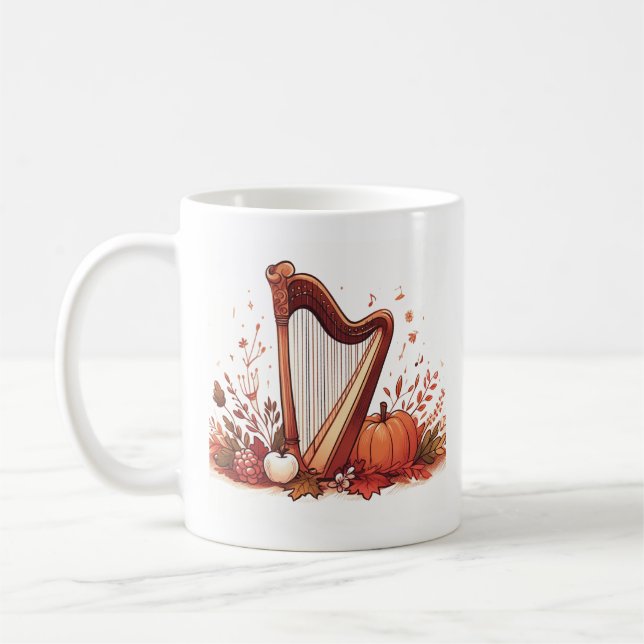 Caneca De Café Tema de queda Harp Pumpkin Mug (Esquerda)