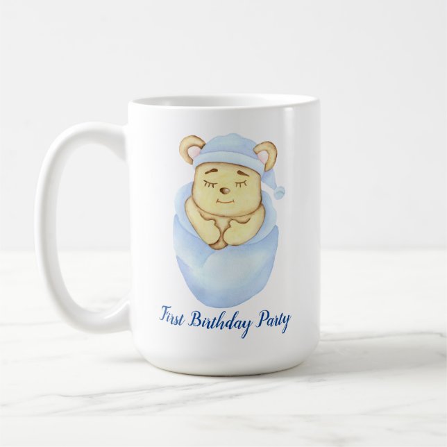 Caneca De Café Tema de Urso Fofo para Festa de Aniversário de Men (Esquerda)