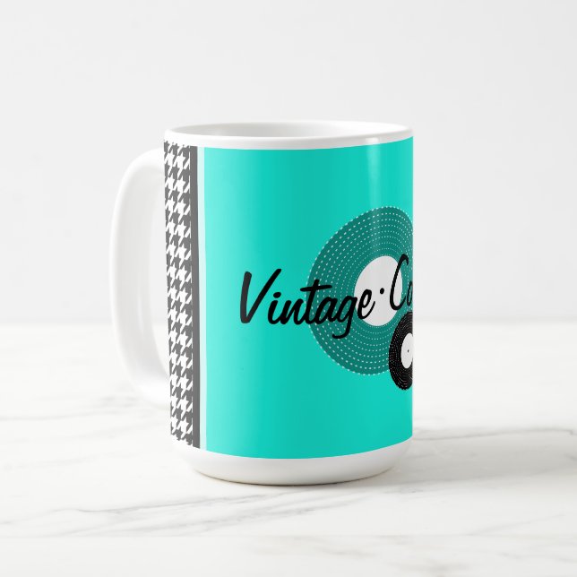 Caneca De Café Tema do Teal, preto e branco dos anos 50 (Frente Esquerda)