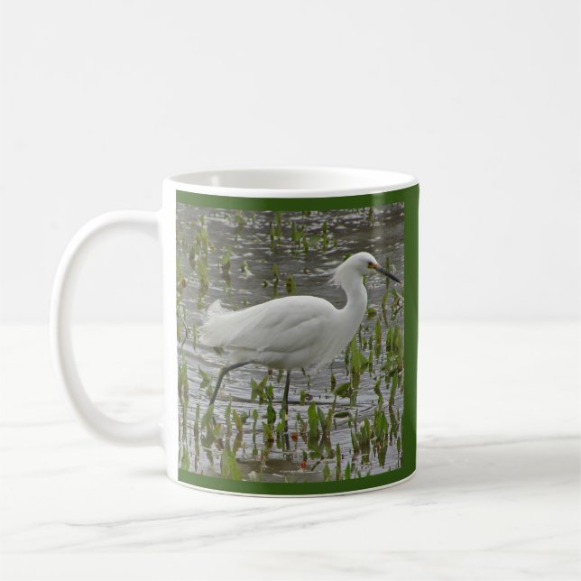 Caneca De Café Tema Natureza da Fotografia de Egrete Branca Pássa (Esquerda)