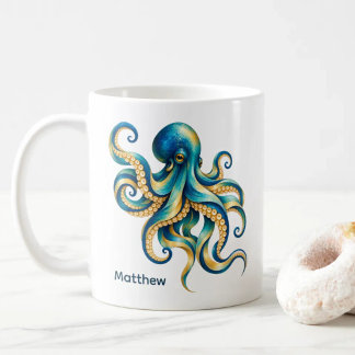 Caneca De Café Tema Oceano | Polvo | Personalizado