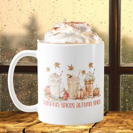 Caneca De Café Temperos de Abóbora Outono Bebida Engraçada Citaçã