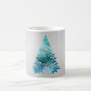 Caneca De Café Tempestade Teal Silver Glitter Natal