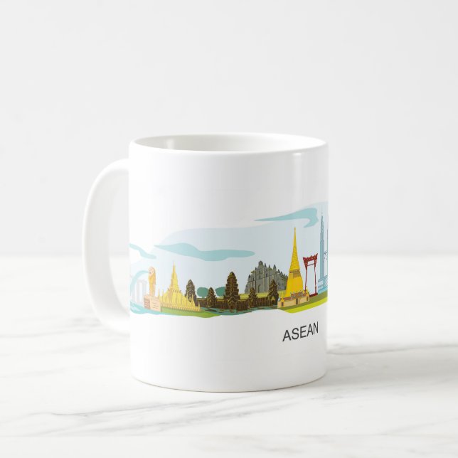 Caneca De Café Templo de Turismo Asean (Frente Esquerda)