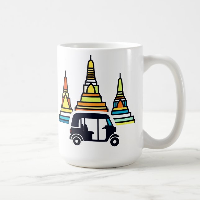 Caneca De Café Templos Tailandeses E Tuk Tuks (Direita)