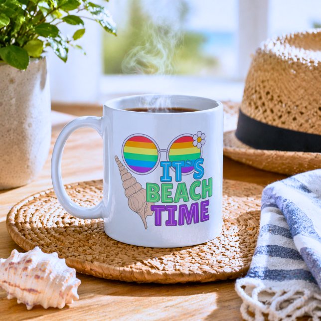 Caneca De Café Tempo Colorido na Praia  (Criador carregado)