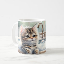 Caneca De Café Tempo de Banho de Gatinho Bastante Bonito