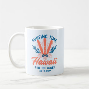 Caneca De Café Tempo de Surfe Havaí Montar as Ondas