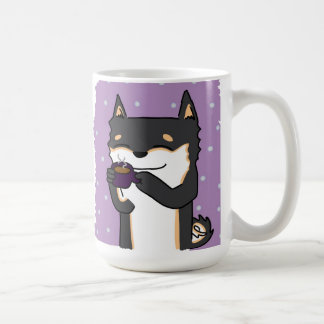 Caneca De Café Tempo Shiba do café! - Preto e Tan