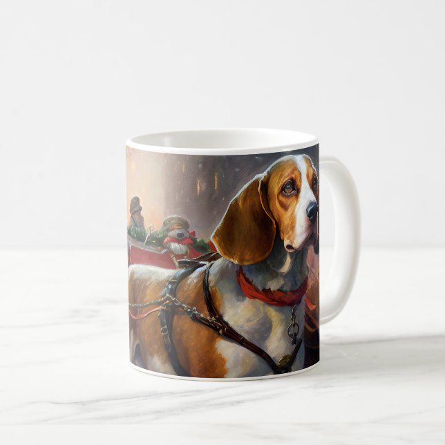 Caneca De Café Temporada Festiva de Natal do Beagle (Frente Esquerda)