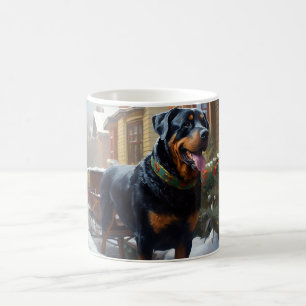 Caneca De Café Temporada Festiva de Natal do Rottweiler