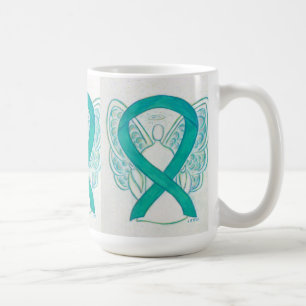 Caneca De Café Tempos de Consciência Teal Fita Angel Art Mug