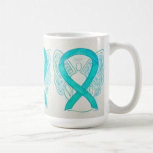 Caneca De Café Tempos de Consciência Teal Fita Angel Art Mug